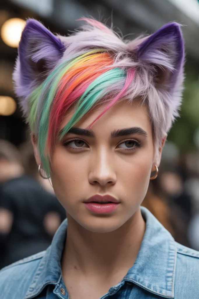 Wolf Cut with Color Streaks