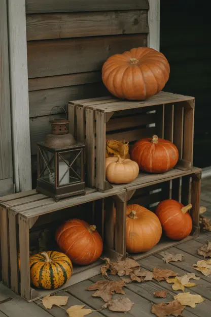 Wooden Crates with Pumpkins