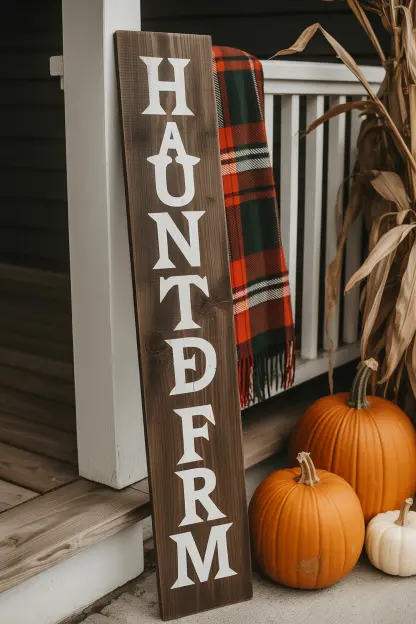 Wooden Signs with Spooky Sayings