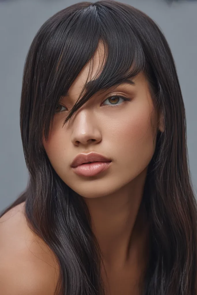 1. Classic Side Swept Bangs Emo Look