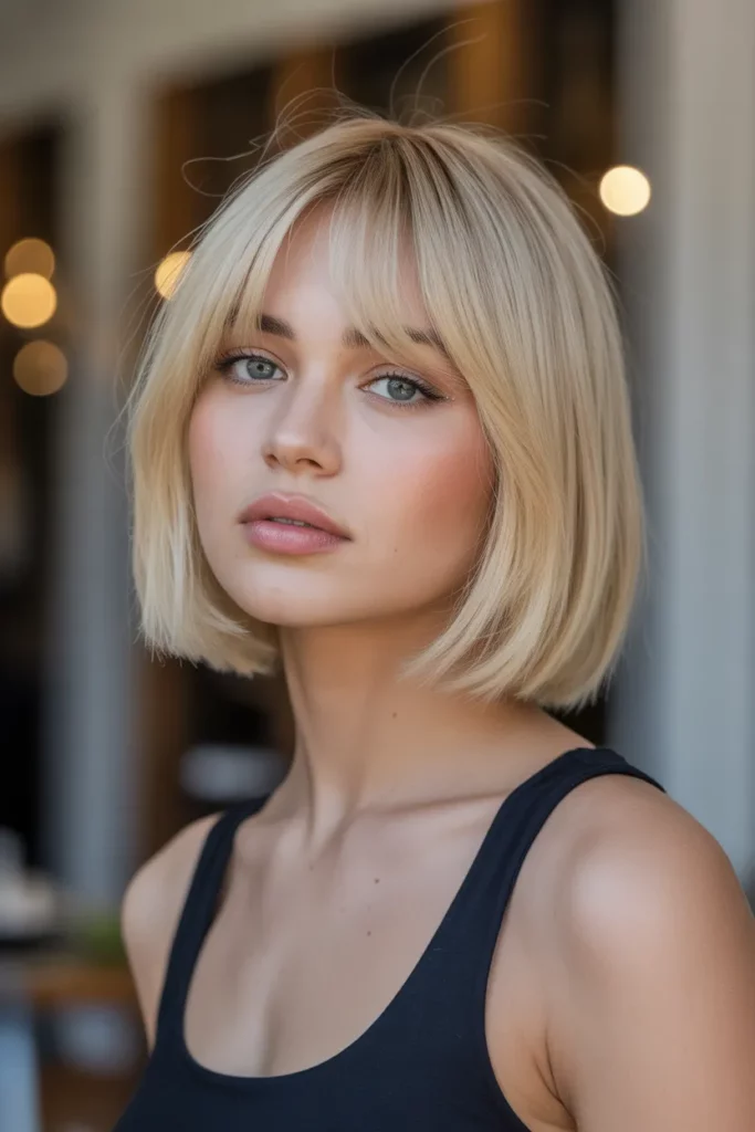 11.Short Blonde Bob with Bangs