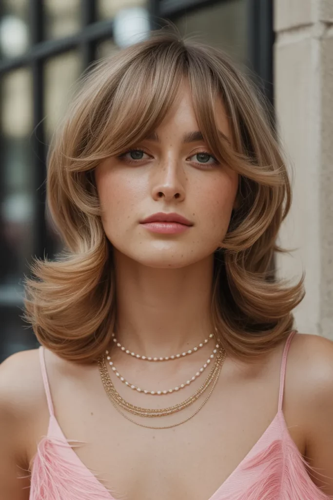 12. Feathered Layers with Curtain Bangs