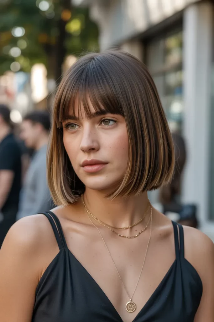 13. Straight Lob with Curtain Bangs