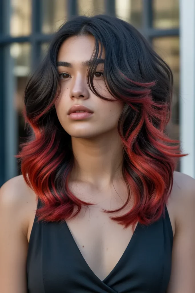 14. Emo Hair with Bold Red Tips