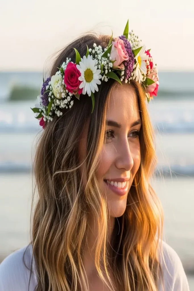 14. Loose Beach Waves with Flower Crown 832x1248 1