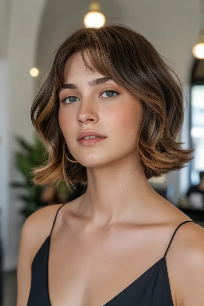 14.Long Angled Bob with Curtain Bangs