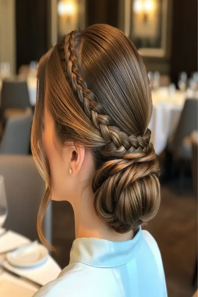 15. Braided Tucked Low Pony hairstyle 832x1248 1