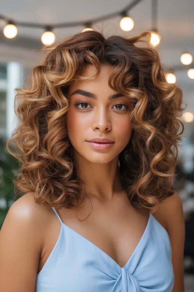 15. Chunky Highlights with Curls