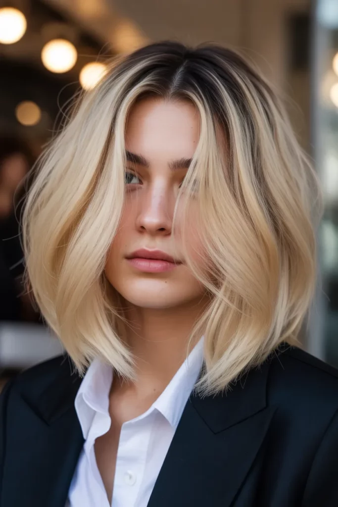 17.Blonde Bob with Shadow Roots