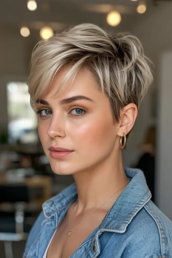 18. Chunky Highlights on a Pixie Cut