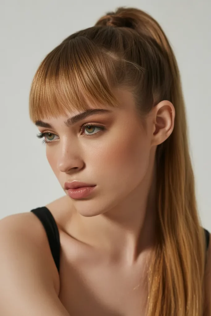 18. Emo Ponytail with Side Bangs