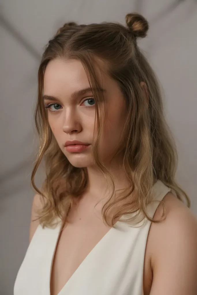 18. Twisted Half Up Style