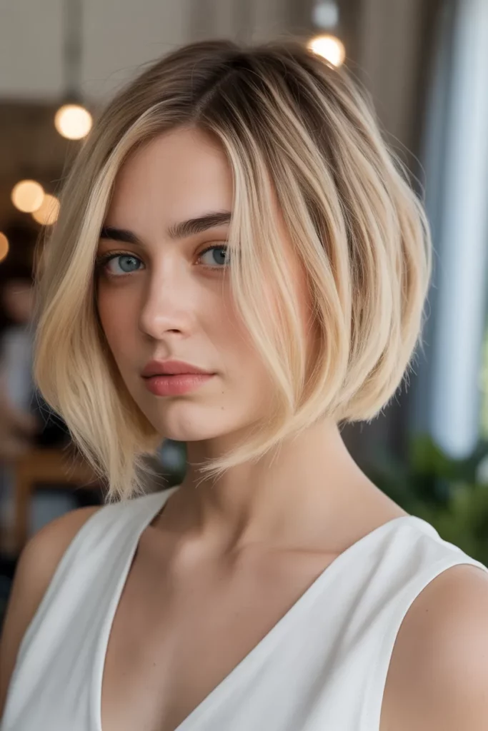 19.Long Angled Bob with Feathered Ends