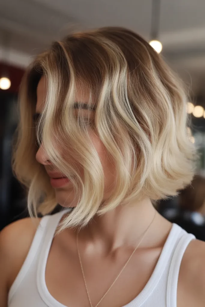 19.Short Blonde Hair with Balayage