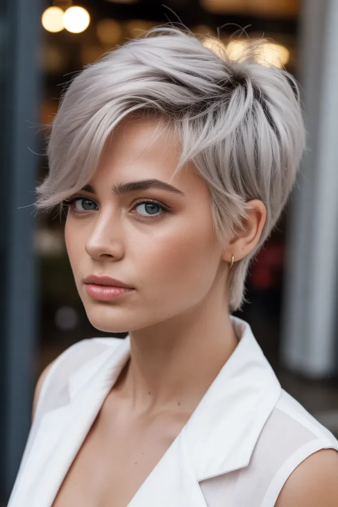 2.Platinum Pixie Cut