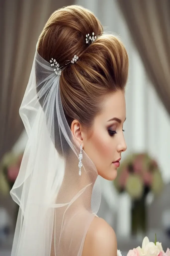 20. Beehive with Veil Bridal Style 832x1248 1