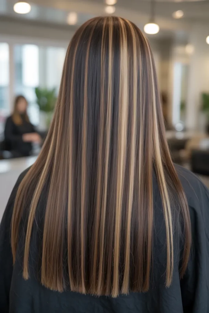 20. Chunky Highlights on Straight Hair
