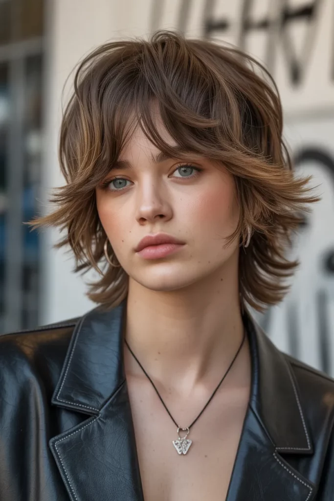 3. Shag Cut with Curtain Bangs