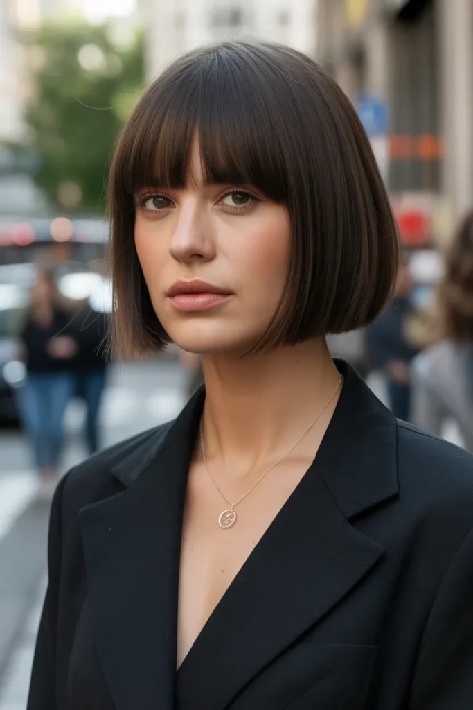 4. Blunt Bob with Curtain Bangs