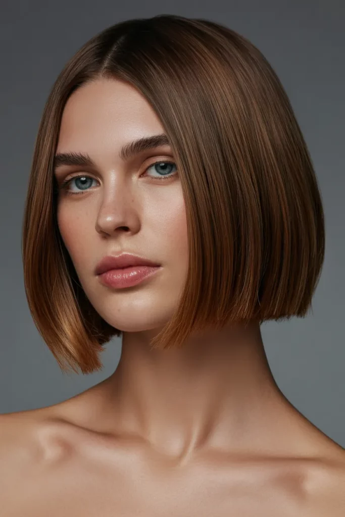 5.Blunt Cut Long Angled Bob