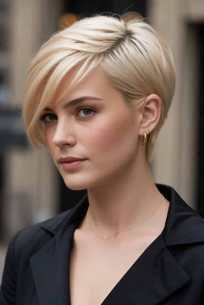 5.Side Swept Blonde Pixie