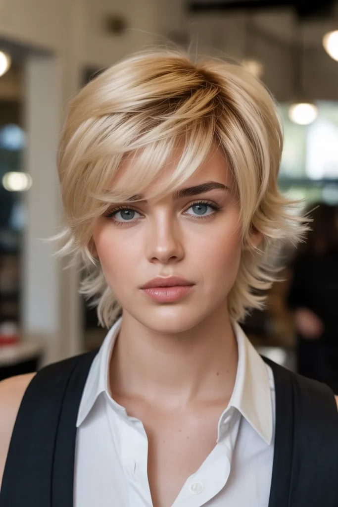 6.Chic Blonde Shag Cut