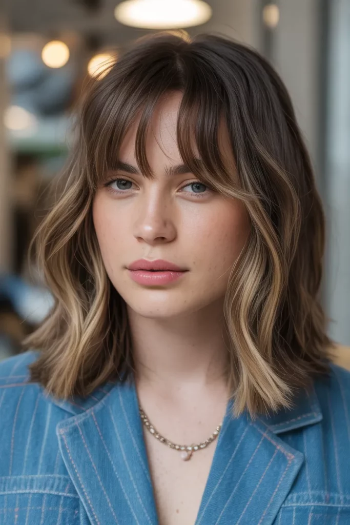 8. Chunky Highlights with Bangs