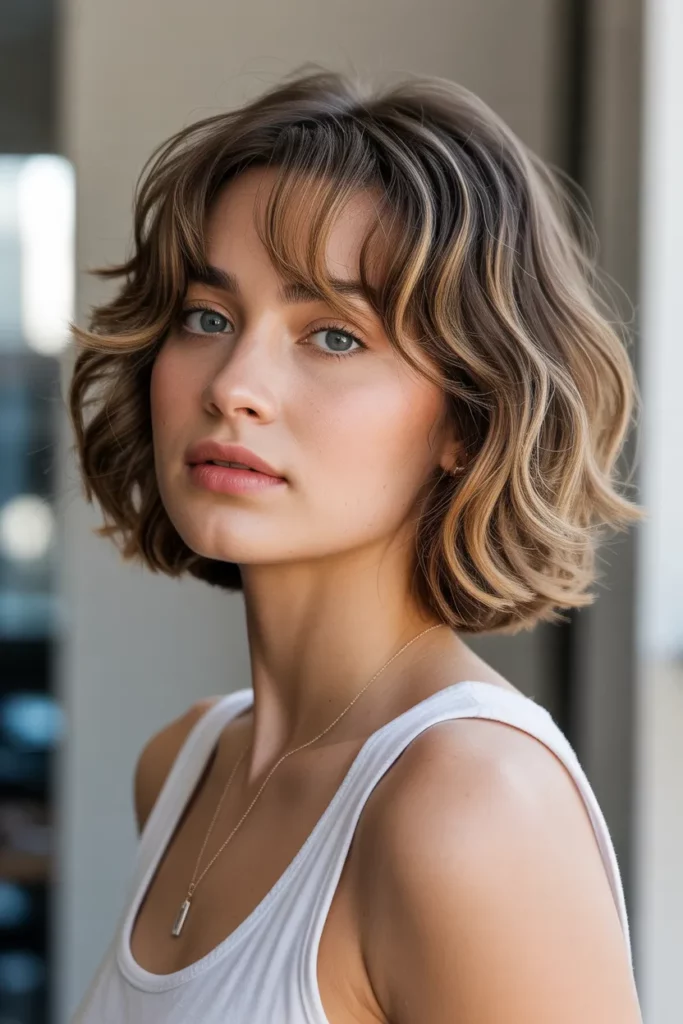 8. Layered Bob with Curtain Bangs