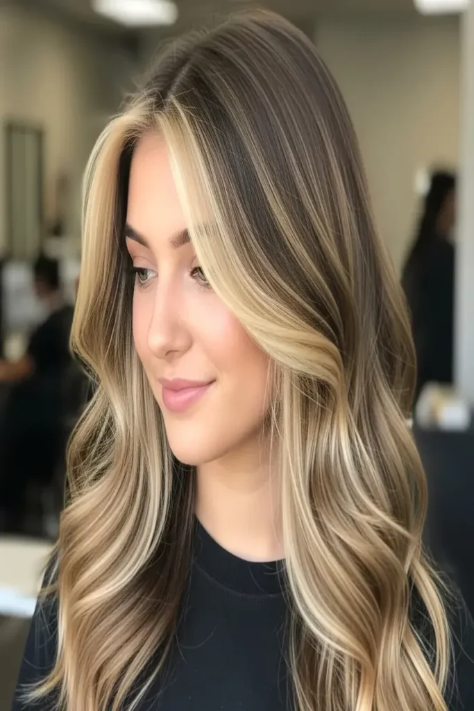 9. Brunette with Buttery Blonde Streaks 832x1248 1