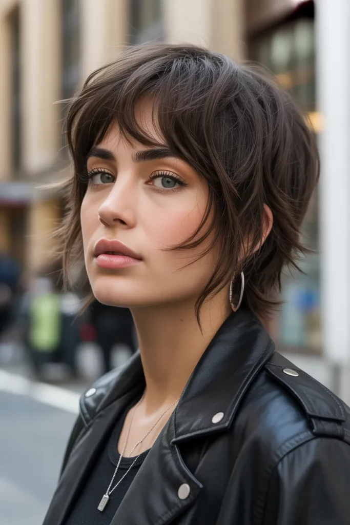 9. Wolf Cut with Curtain Bangs